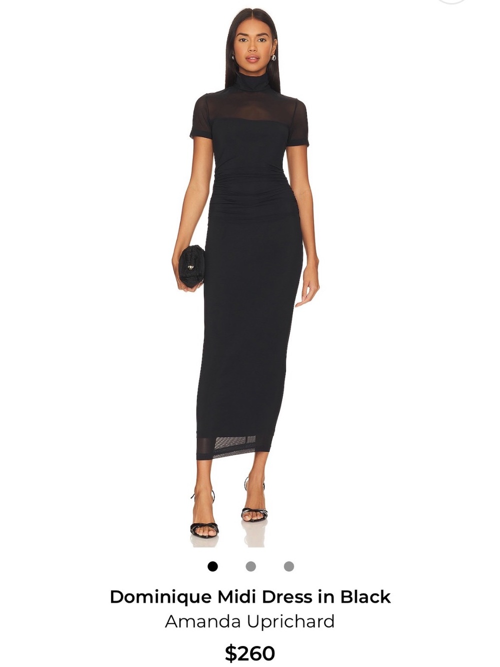 Amanda Uprichard Black Sheer-Top Midi Dress